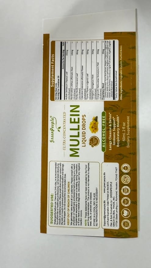 Mullein Leaf Extract Drops - 13-in-1 Botanical Extract Blend with Marshmallow Root for Wellness Support - Mullein Leaf Extract Supplement - Alcohol-Free Tincture, 2 fl oz