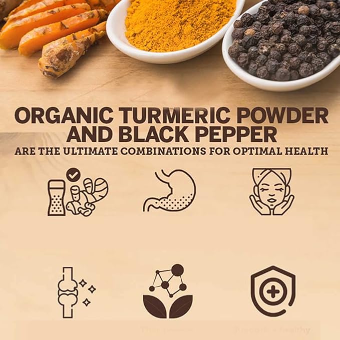 Turmeric Curcumin Powder with Black Pepper - Turmeric Latte Mix with Turmeric Curcumin, Black Pepper - Golden Milk Instant Drink Mix Powder