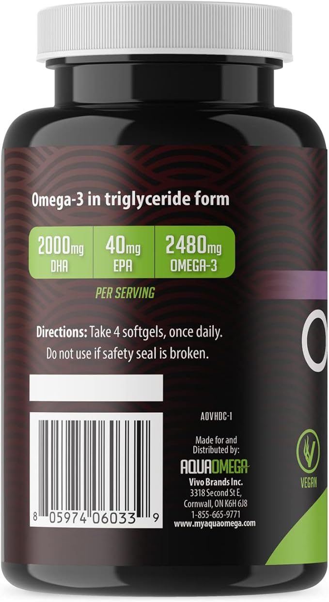 Ultimate Strength Plant Based Omega 3 Supplement 2480mg, Vegan Omega 3 Fatty Acid Supplements, 2000mg High DHA & EPA from Algae Oil, Vegetarian Omega3 Supplement, 120 Softgels, Unflavored