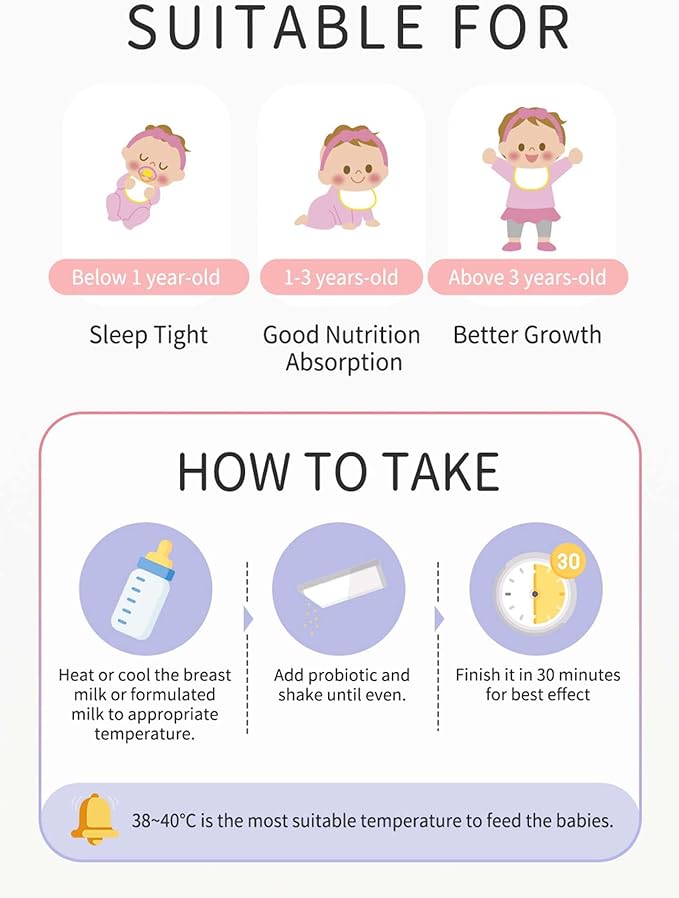 BHK's Baby Probiotic Powder,+ Vitamin D,Reduces Colic,Gas & Spit-ups,Healthy Poops,Reduces Crying & Fussing & Promotes Digestive Comfort,Newborns, Babies & Infants, 30 Sticks