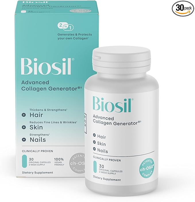 Biosil Collagen Generator - 30 Original Capsules - with Patented ch-OSA Complex - Generates & Protects Your Own Collagen - GMO Free - 15-Day Supply