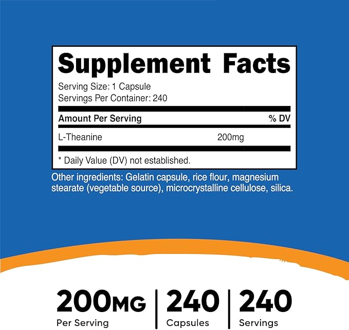 Nutricost L-Theanine 200mg, 240 Capsules - Double Strength