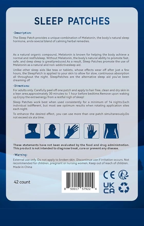 Sleep Patches - 42 Pack, Calming Patch for Sleep Support, Jet Lag Recovery, Peaceful Nights Rest - Improved Sleep Patches for Adults