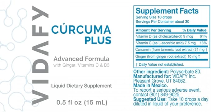 Turmeric Curcumin Plus - 15 ml Liquid Drops Curcumin Supplements