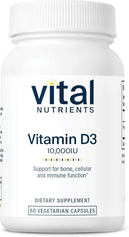 Vital Nutrients Vitamin D 10000 IU | Vitamin D3 Supplement | Healthy Bones, Teeth, Muscles*| Cellular & Immune Function | Calcium Absorption | Gluten, Dairy and Soy Free | 60 Capsules