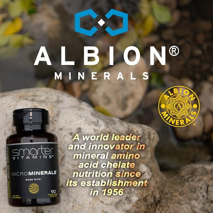 (3 Bottles) 15mg Zinc Glycinate from Albion® 6 Essential Trace Bisglycinate Minerals, Manganese, Boron, Chromium, Selenium, Molybdenum Supplement 90 Plant-Based Vegan Capsules
