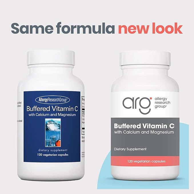 Allergy Research Group, Buffered Vitamin C - Antioxidant Supplements, Calcium and Magnesium Tablets, Daily Vitamins and Minerals, Vitamin C Capsules - 120 Capsules 1-Pack