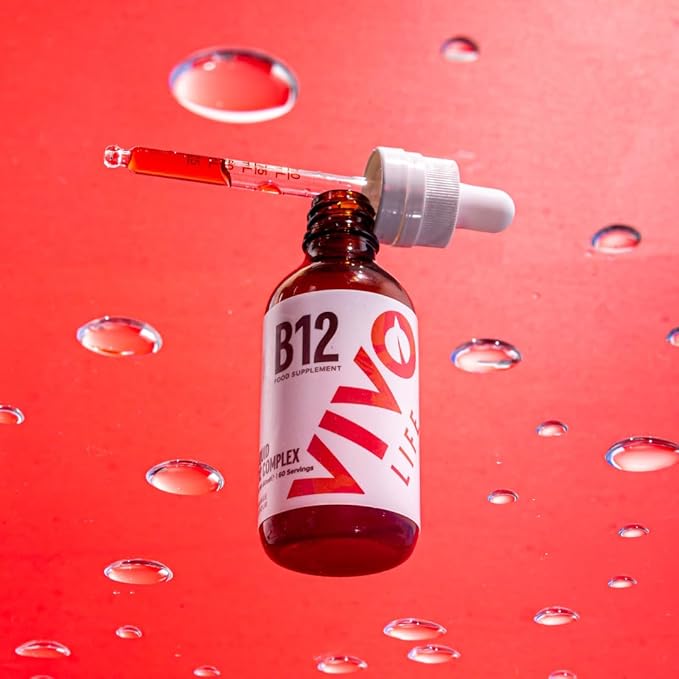 Vivo Life - Vitamin B12 Complex, High Potency Health Supplement, Orange Flavor Liquid Drops, 60ml, 60 Servings