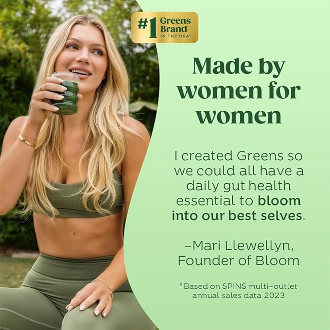 Bloom Nutrition Superfood Greens Powder, Digestive Enzymes with Probiotics and Prebiotics, Gut Health, Bloating Relief for Women, Chlorella, Green Juice Mix with Beet Root Powder, 25 SVG, Pineapple