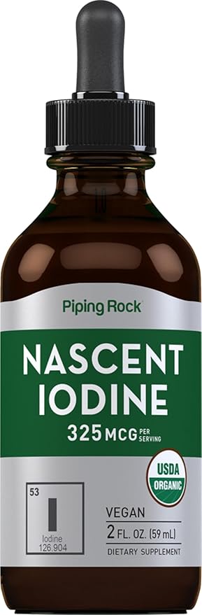 Piping Rock Nascent Iodine Drops Organic | 2 fl oz | Liquid Vegan Supplement | Non-GMO, Gluten Free