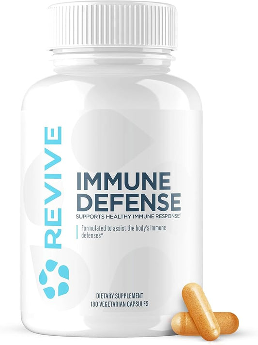 Revive MD Immune Defense, Immune Support Supplement - Immunity Health with Zinc, Elderberry, Vitamin C & Vitamins Booster for Men & Women - Vegan, Gluten-Free & Soy-Free - 180 Vegetarian Capsules