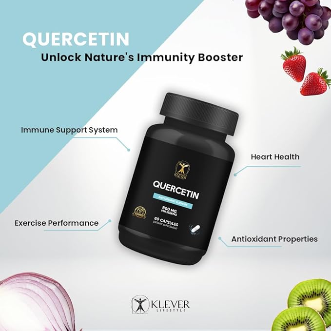 Klever Lifestyle | Quercetin with Bromelain Supplement | Antioxidant Properties, Brain Health | 60 Capsules | 800mg per Serving