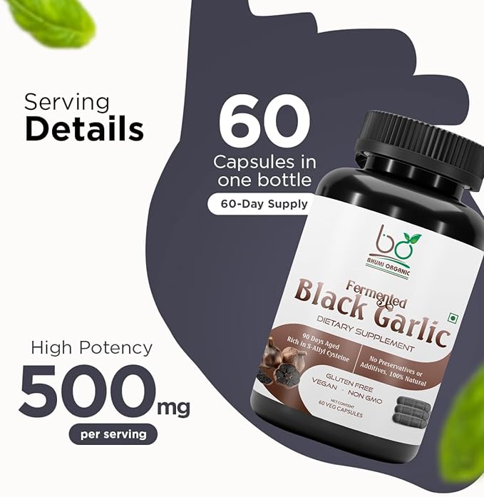 Aged and Fermented Black Garlic Capsules, 60 Veg Capsules, 500 mg