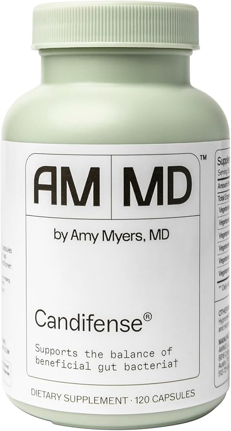 Amy Myers MD Candifense Candida Cleanse - Anti Overgrowth and Yeast Supplement - Herb Free Plant Based Enzymes - Supports Digestion & Gut Health - Amylase, Cellulase, Xylanase, Invertase - 120 Caps