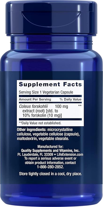 Life Extension Forskolin 10 mg, 60 Vegetarian Capsules (Pack of 2)
