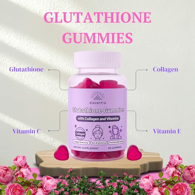 Glutathione Gummies with Collagen | 1000mg Glutathione with Vitamin C & Vitamin E | 30 Day Supplement | Skin Whitening Collagen Gummies | Liposomal Supplement