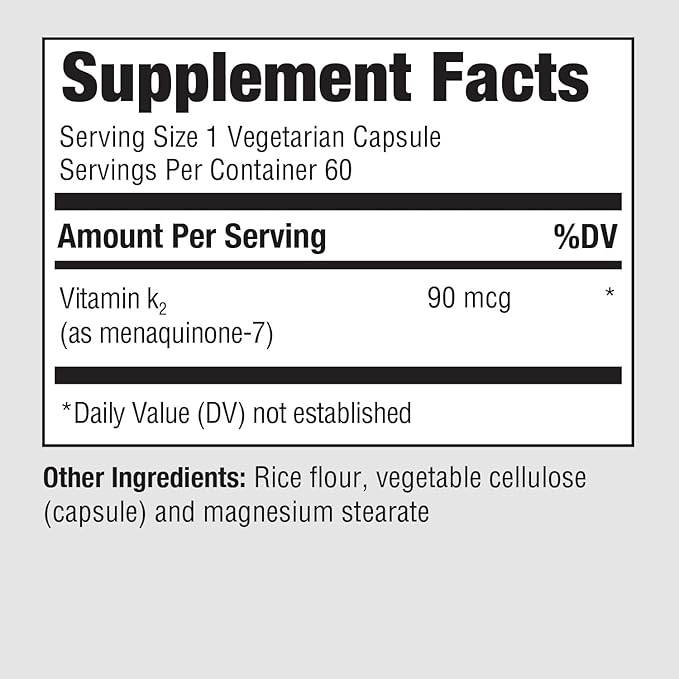 PureFormulas Vitamin K2 MK7 (Menaquinone-7)| High Potency 90mcg | 60 Vegetarian Capsules | Bone & Cardiovascular Support | Soy-Free, Non-GMO, 60 Day Supply