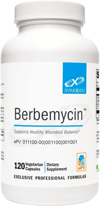 XYMOGEN Berbemycin - Berberine Supplement with Oregon Grape Root, Grapefruit Seed + Uva Ursi Extracts - Supports Microbial Balance in The GI Tract, Gut Health (120 Capsules)
