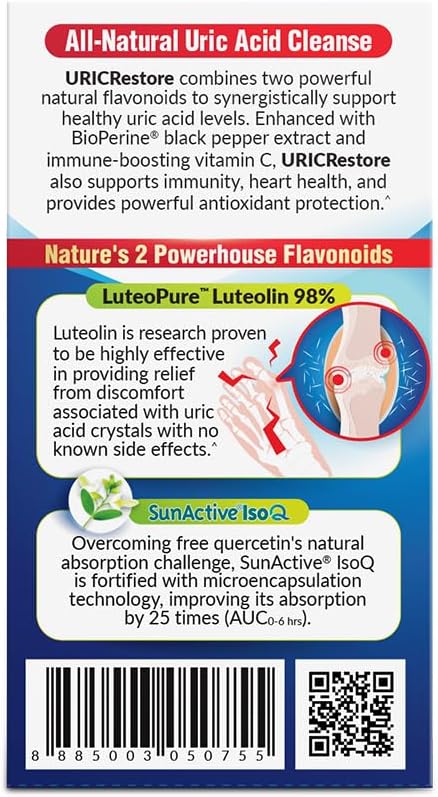 LABO Nutrition URICRestore – Uric Acid Cleanse & Detox Supplement for Joint Support, Kidney Function, Antioxidant Protection & Discomfort Relief – Uric Acid Support, 60 Vegan Capsules