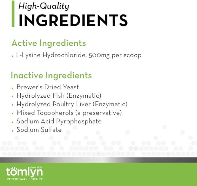 Tomlyn Immune Support Daily L-Lysine Supplement, Fish-Flavored Lysine Powder for Cats and Kittens, 3.5oz