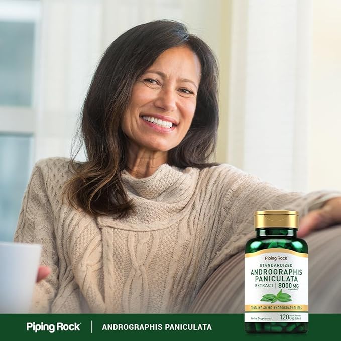 Piping Rock Andrographis Paniculata Extract | 8000 mg | 120 Capsules | Standardized Herbal Supplement | Non-GMO, Gluten Free