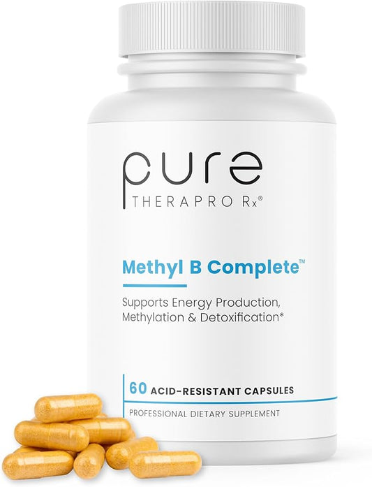 Methyl B Complete - 60 Vegetable Capsules | Optimal Methylation Support Supplement with Quatrefolic 5-MTHF (Active folate), Methylcobalamin (Active B12), B2, B6, and TMG | Pharmaceutical Grade