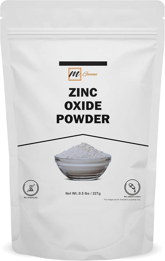 100% Natural Zinc Oxide Powder | Micronized Non-Nano Uncoated Particles 0.5 LBS / 227 GMS