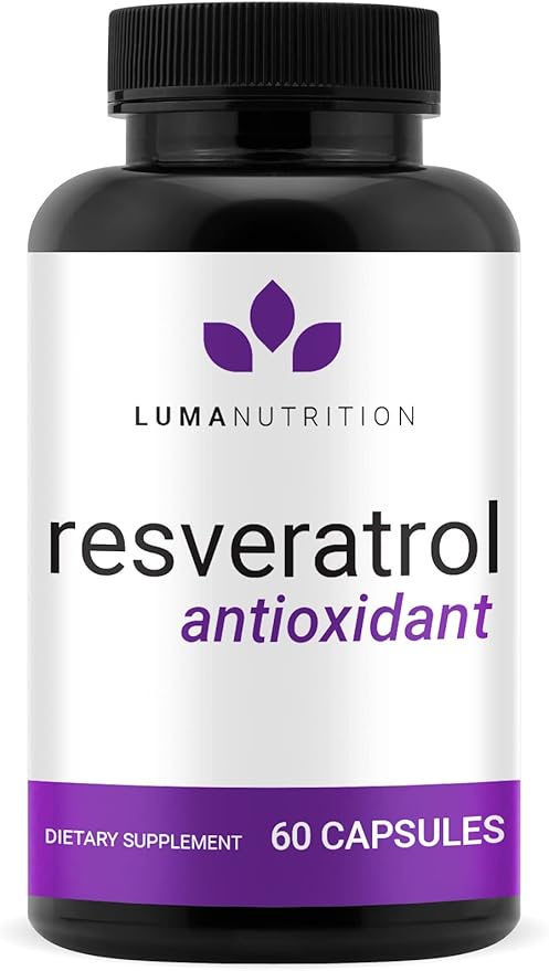 Luma Nutrition High Purity Resveratrol Supplement 1200mg Serving - 98% Trans-Resveratrol - Antioxidant - Vegan & Gluten-Free - 60 Capsules