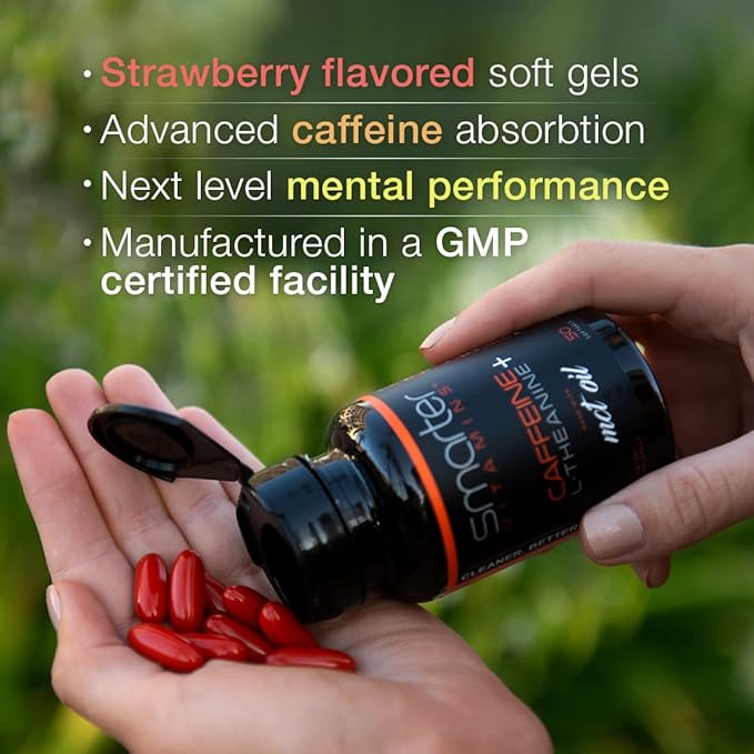 SmarterVitamins (3-Pack 200mg Caffeine Pills with 100mg L-Theanine + Coconut MCT Oil, Energy and Focus, Extended Release Capsule, 150 Liquid Softgels