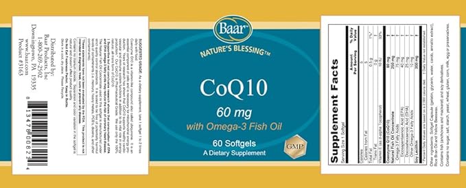 Baar Nature's Blessing CoQ10 with Omega-3 Fish Oil Softgels