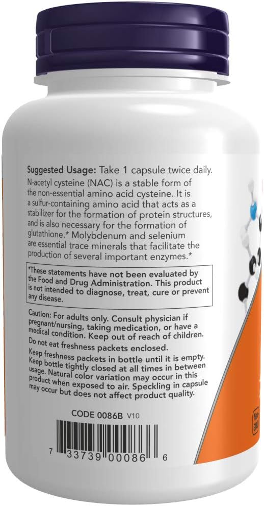 Now Foods Nac-Acetyl Cysteine 600mg, 250 Vcaps (500 (250X2))