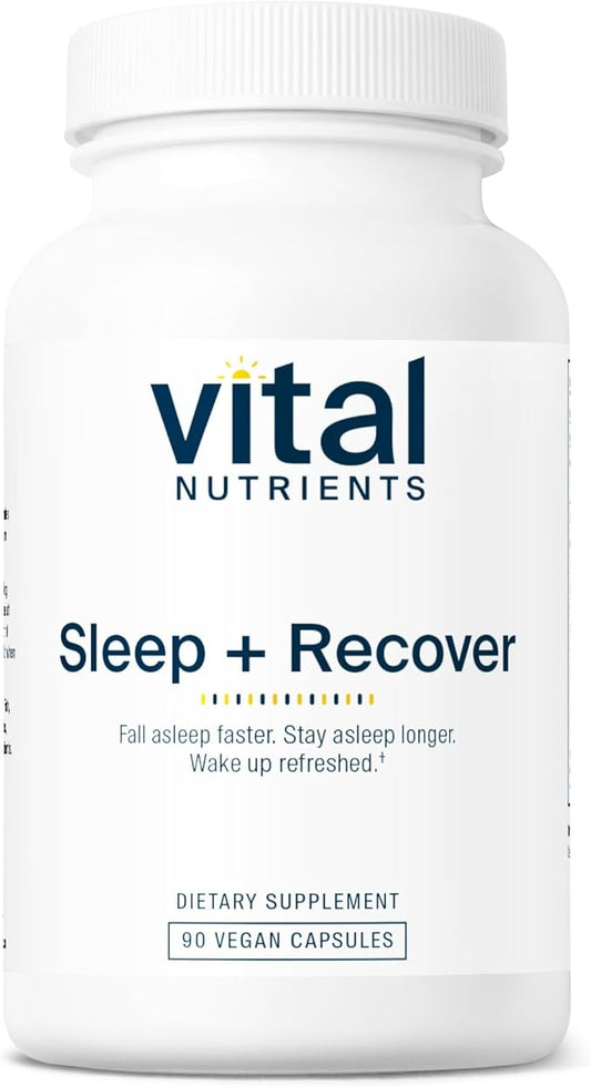 Vital Nutrients Sleep + Recover - Vegan Supplement - Sleep Support - Melatonin, Ashwagandha & L-Theanine - Gluten, Dairy & Soy Free - 90 Capsules