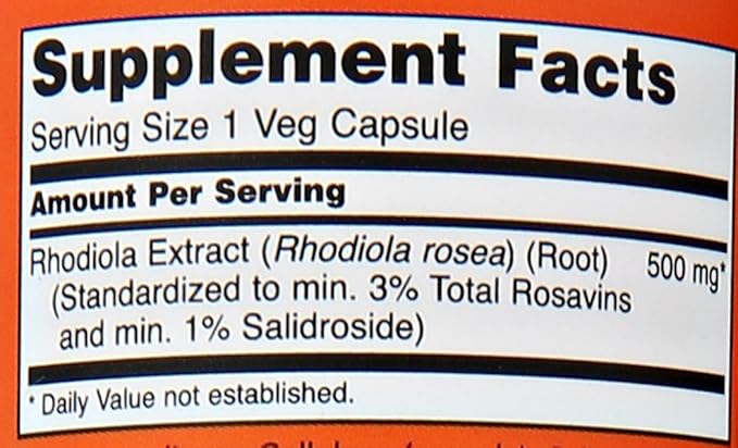 NOW Rhodiola Rhodiola Rosea 500mg, 60 Capsules (Pack of 2)