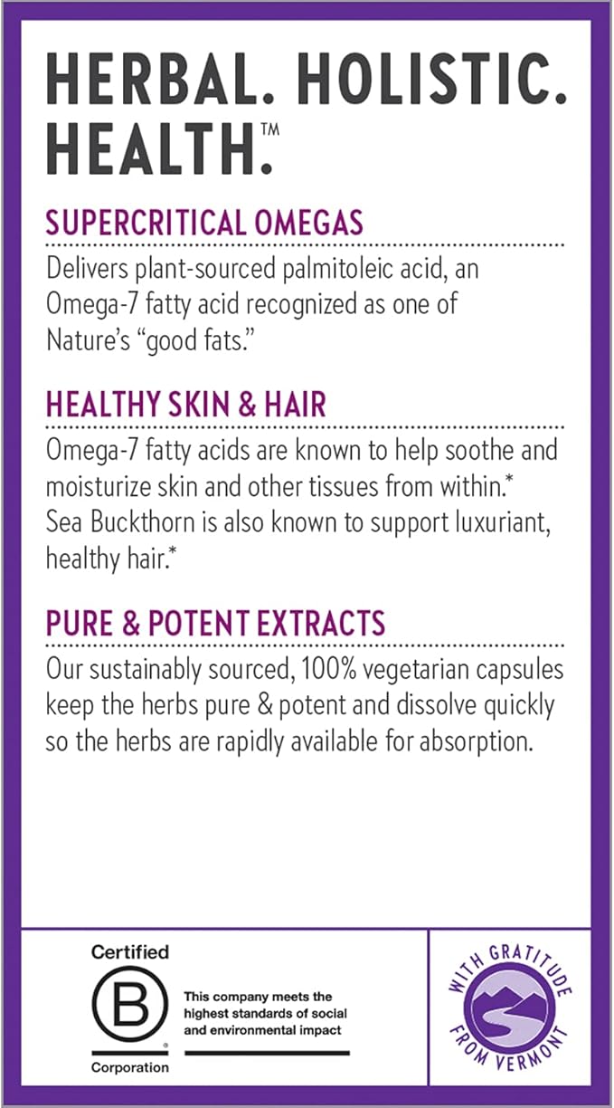 New Chapter Supercritical Omega 7 with Sea Buckthorn + Plant Sourced Fatty Acids + Omega 7 + Non-GMO Ingredients - 60 Vegetarian Capsule