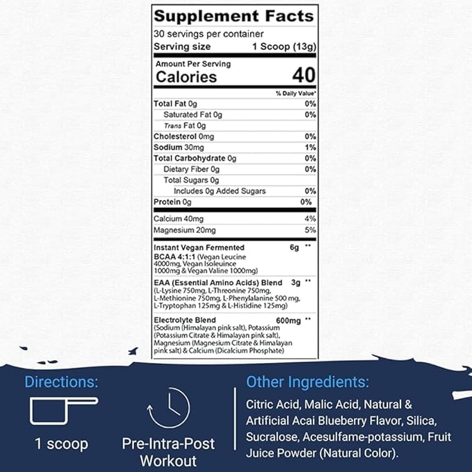 Gaspari Nutrition Proven EAAs, Vegan Fermented EAAs, Enhances Recovery & Replenishes Electrolytes, Non GMO (30 Servings, Blueberry Acai)