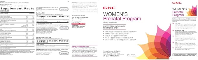 GNC Women's Prenatal Program | Daily Supplement System | Supports Healthy Development for Your Baby with Zinc & Iron for Fetal Needs | Targeted Prenatal and Pregnancy Essentials | 30 Packs