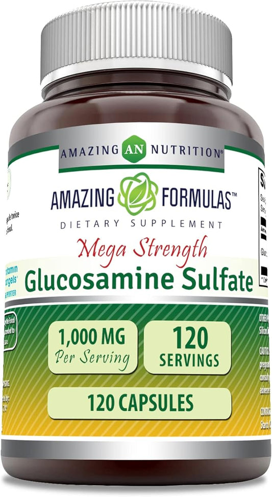 Amazing Formulas Glucosamine Sulfate 1000 mg Capsules Supplement | Non-GMO | Gluten Free | Made in USA (Unflavored)
