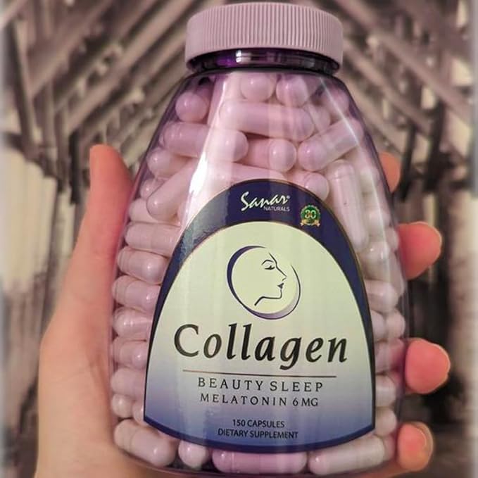 Sanar Naturals Collagen Pills Beauty Sleep with Melatonin 6 mg - Boost Hair Skin Nails Joints - Hydrolyzed Collagen for Women and Men, Collagen Peptides Supplement, 150 Capsules