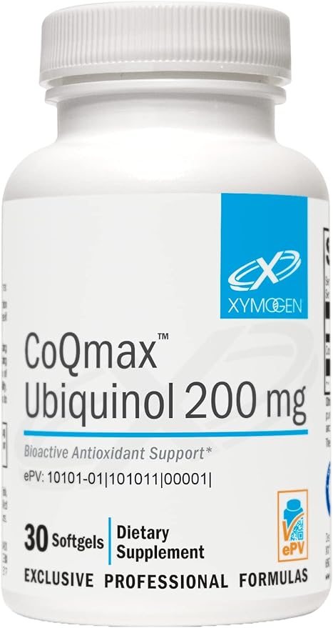 XYMOGEN CoQmax 200mg CoQ10 ubiquinol - Patented, Stabilized Form - Coenzyme Q10 for Antioxidant, Cognitive + Heart Health Support (30 Softgels)