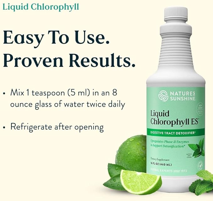 Nature's Sunshine Liquid Chlorophyll - Immunity Support, Detox & Cleanse, Chlorophyll Liquid Drops with Spearmint Oil, and Internal Deodorant (Original, 32 Fl Oz)