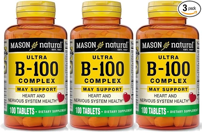 MASON NATURAL Ultra B-100 Complex, 300-day Supply, for Normal Immune Support and Energy Metabolism, 3 Pack