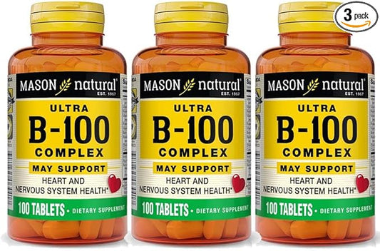 MASON NATURAL Ultra B-100 Complex, 300-day Supply, for Normal Immune Support and Energy Metabolism, 3 Pack