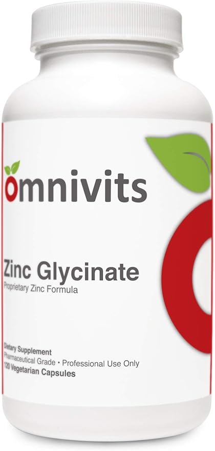 Zinc Glycinate | Zinc Bisglycinate Chelate 20mg | Immune Support, Antioxidant | 120 Vegetarian Capsules | Omnivits