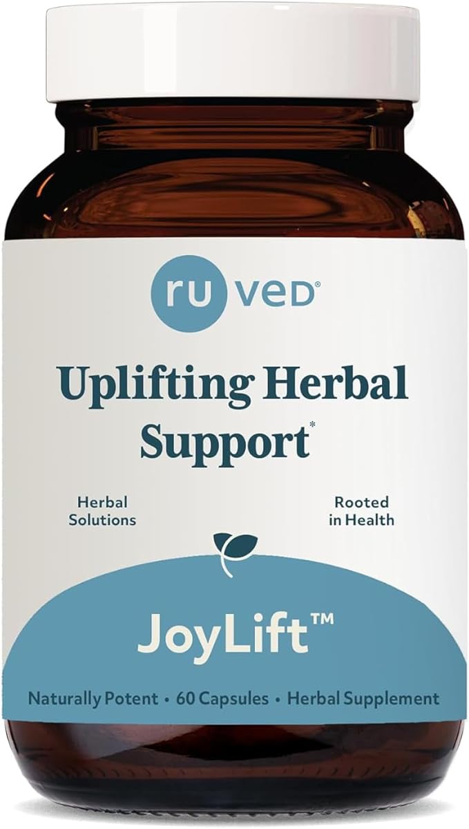 ruved Joylift, Uplifting Herbal Formula with Saffron, Berberine and St. John’s Wort, Promotes Calm and Positive Outlook, Ayurvedic Herbal Supplement, 60 Vegetarian Capsules.