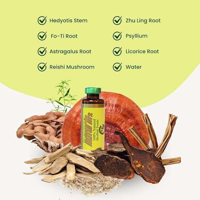 Herbal Immune Support & Adaptogen Drink - 6 Vials (40ml) | 30 Years of Herbal Wellness for Vitality, Energy & Digestive Health - Licorice Root, Astragalus, Hedyotis, Reishi Mushroom Extract