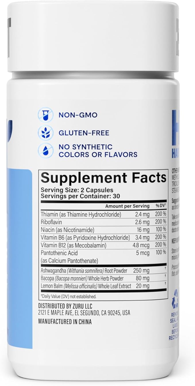 Habit Stress Relief Supplement 2 Pack (120 Capsules) - New Look, Supports Relaxation & Mood Balance, Vitamin B, Adaptogens, Lemon Balm, Calming, Vegan, Non-GMO
