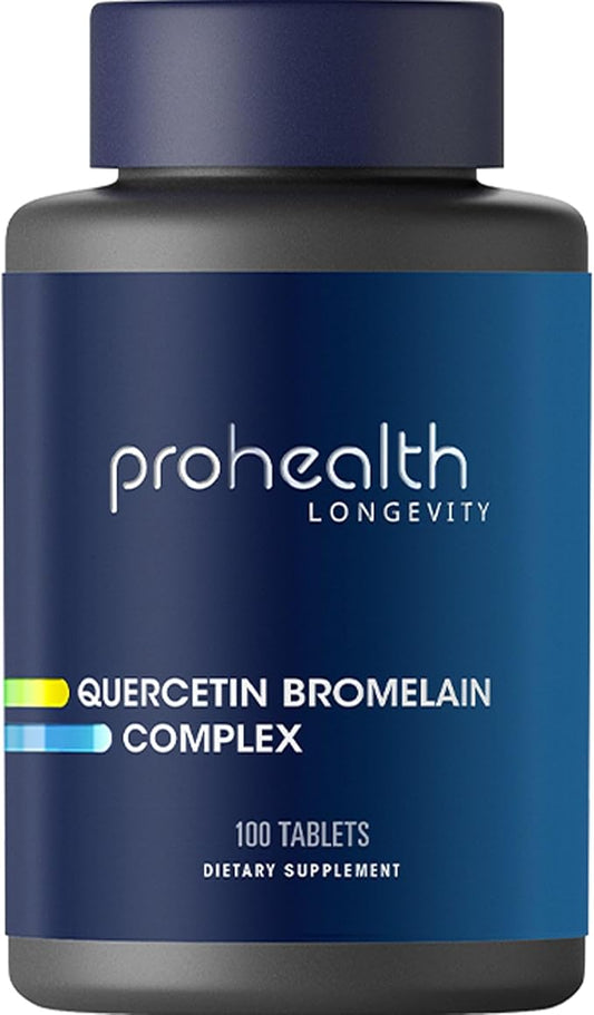 ProHealth Quercetin & Bromelain Complex (100 Tablets) - Natural Anti-Histamine - Sinus and Allergy Support Supplement