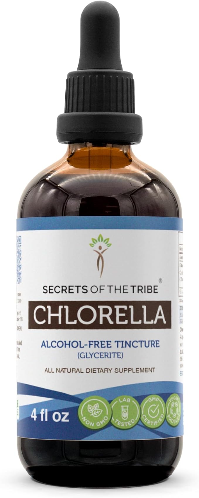 Secrets of the Tribe Chlorella Tincture Alcohol-Free Liquid Extract, Chlorella (Chlorella vulgaris) Dried Algae (4 FL OZ)
