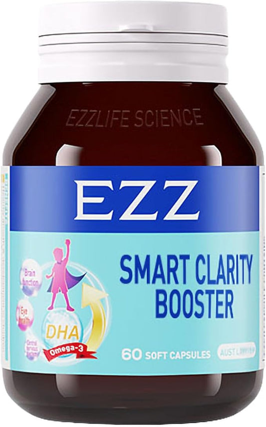 Smart Clarity Booster, Brain Booster Supplement for Focus, Memory, Clarity, Energy, Support Supplement with DHA, for Brain and Cognitive Development, 60 Capsules