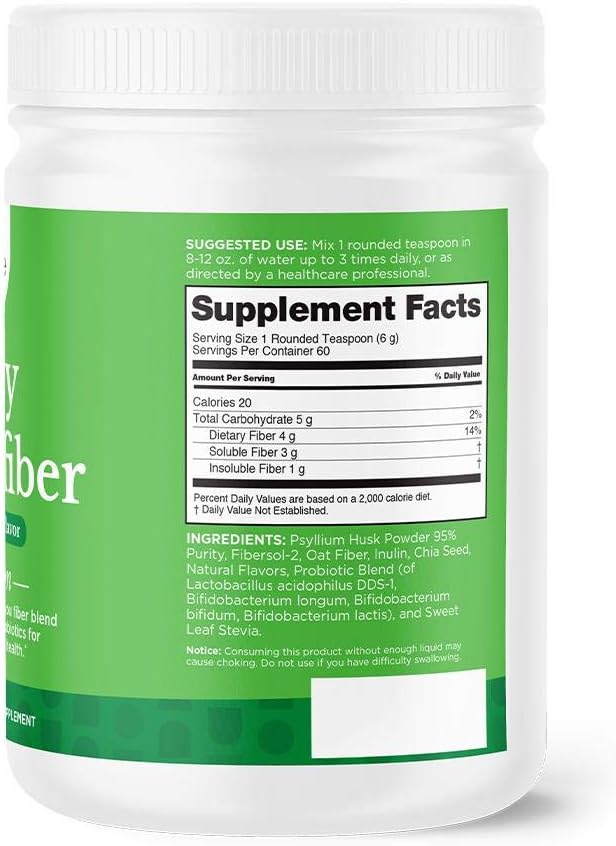 nbpure Daily Fiber Powder Blend for Digestive Health, Cholesterol Support, Healthy Weight Management - with Prebiotic, Insoluble, Soluble Fiber + 4 Probiotic Strains for Women, Men, Kids, Coconut Lime